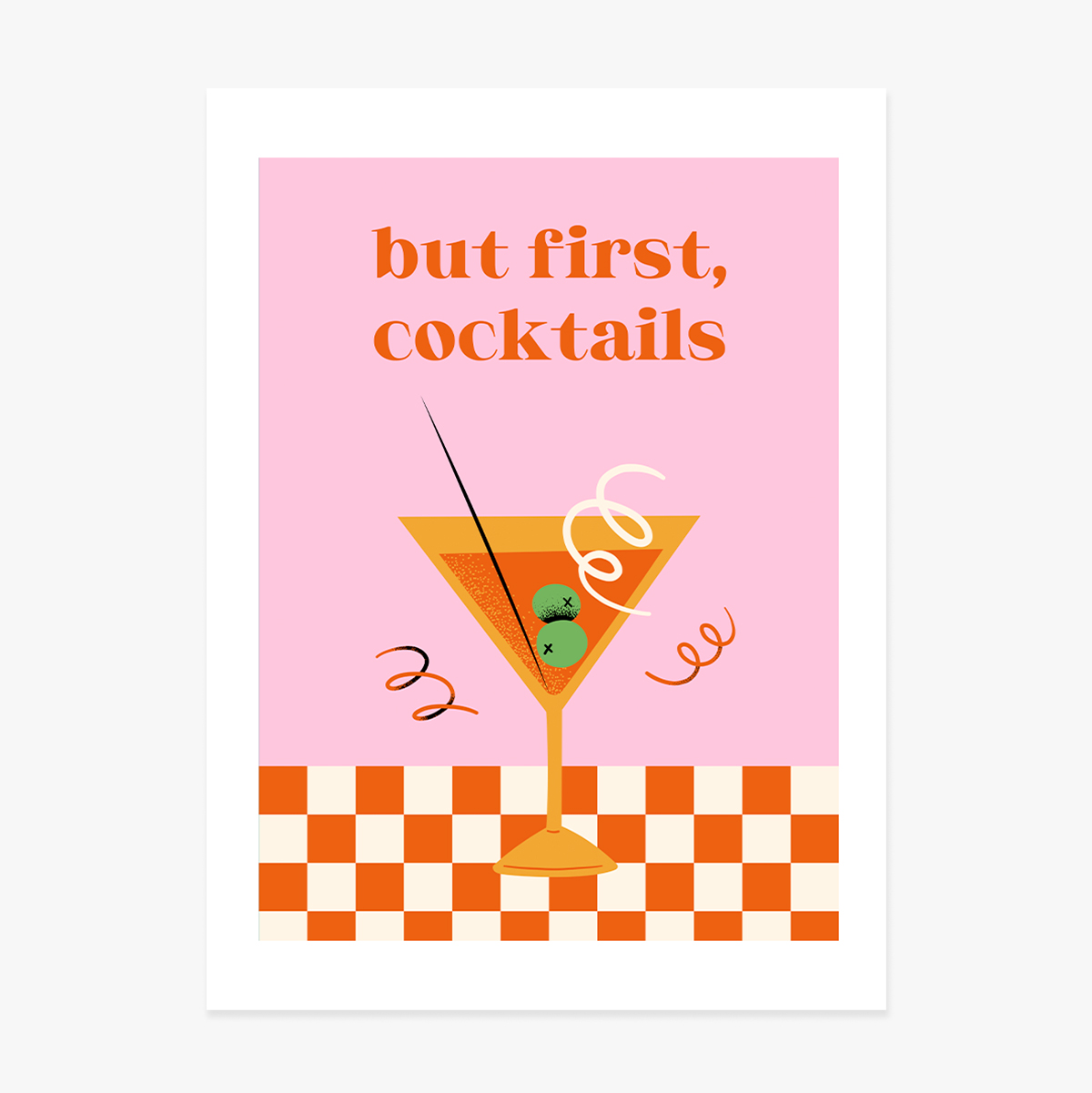 Affiche « But first, cocktails »