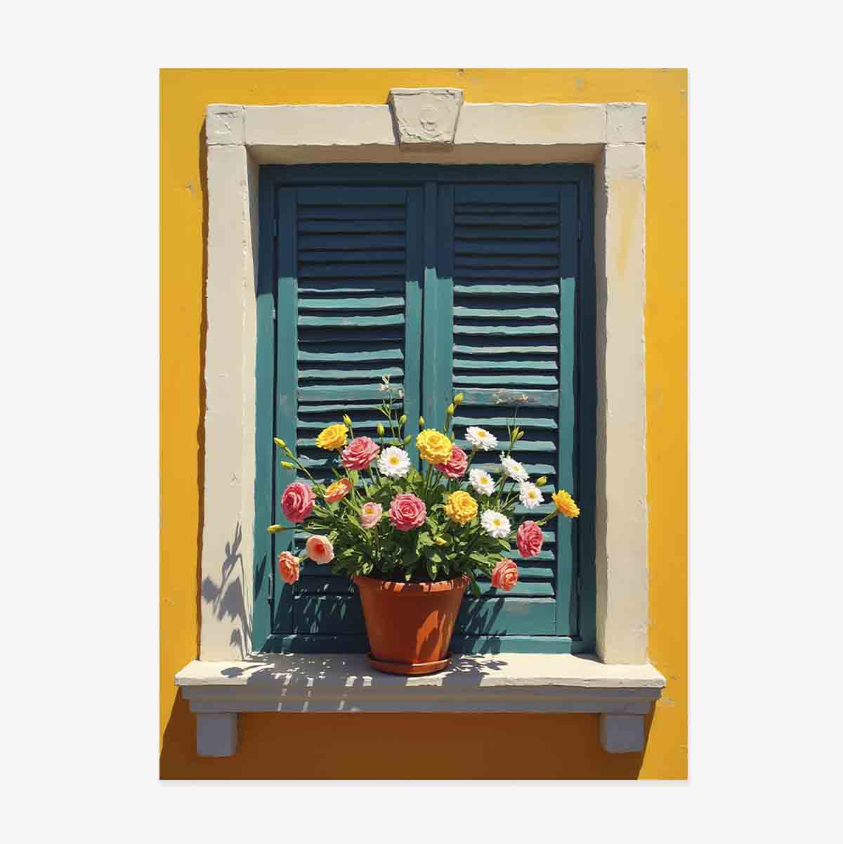 Affiche « Fenêtre avec pot de fleurs »