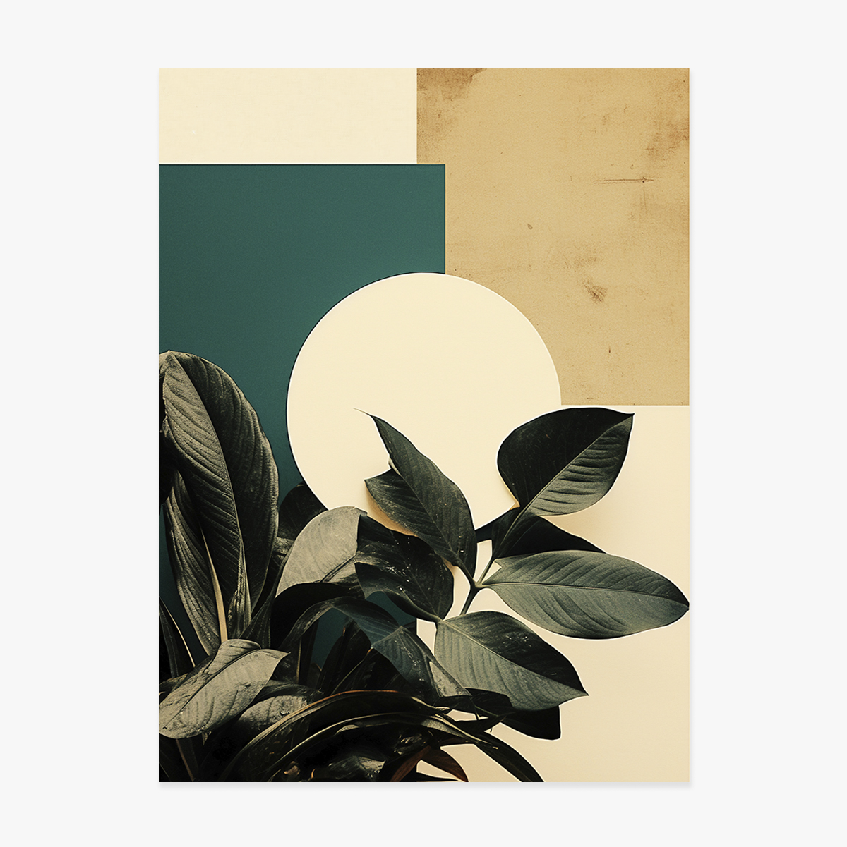 Affiche « Feuilles et formes géométriques »
