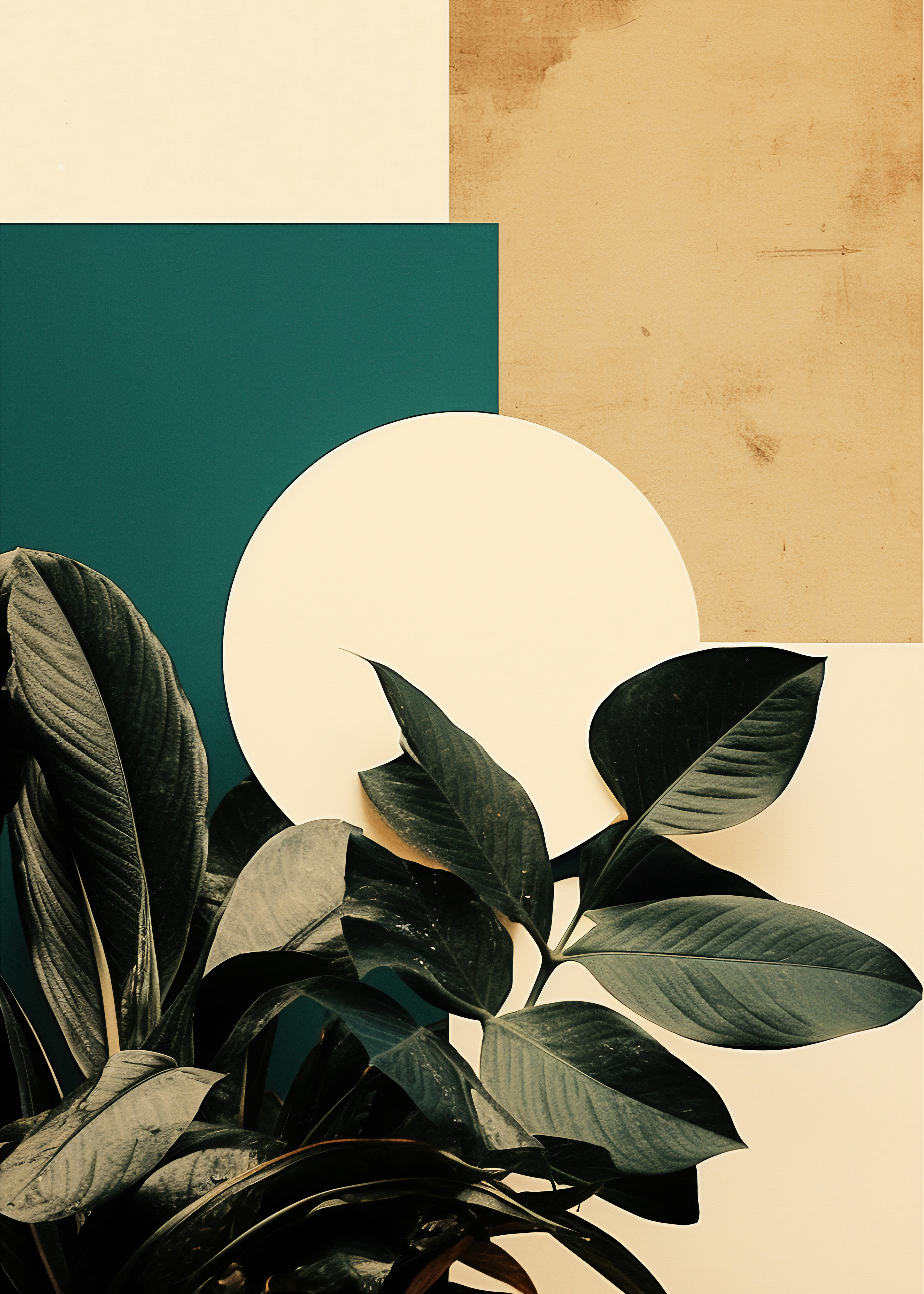 Affiche « Feuilles et formes géométriques »