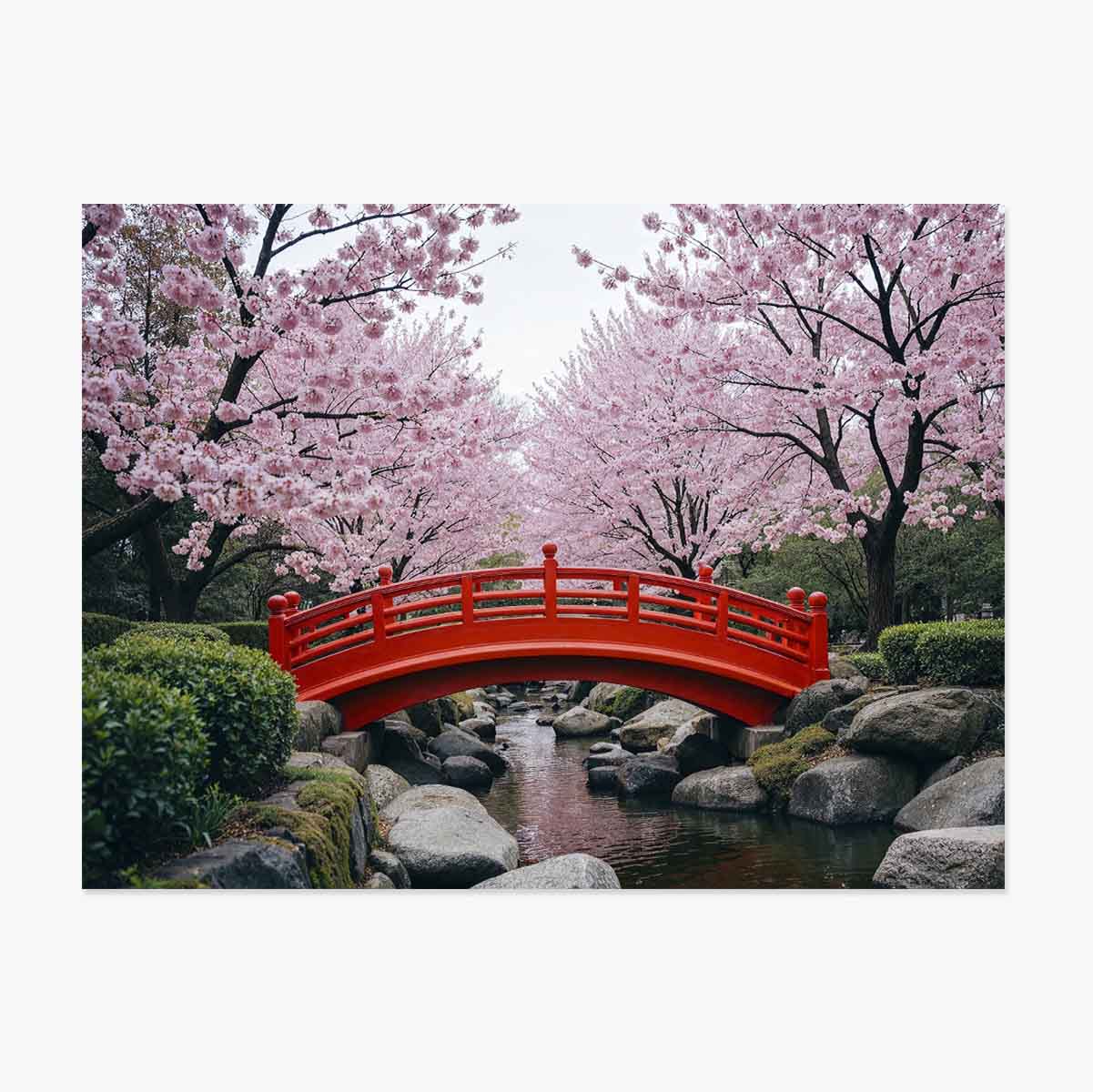 Affiche « Jardin japonais » - Cerisiers en fleurs