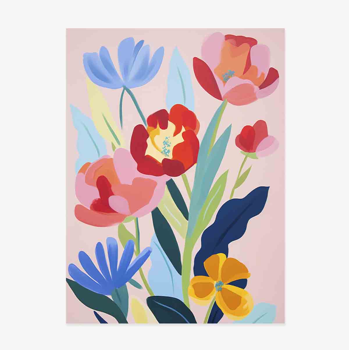 Affiche : illustration de fleurs colorées, dessinées 2
