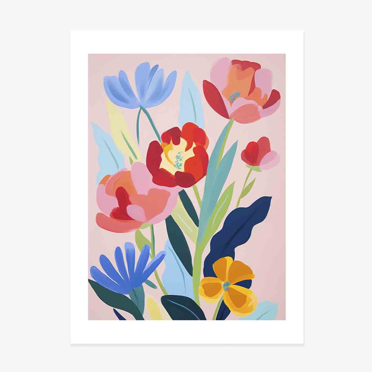 Affiche : illustration de fleurs colorées, dessinées 2