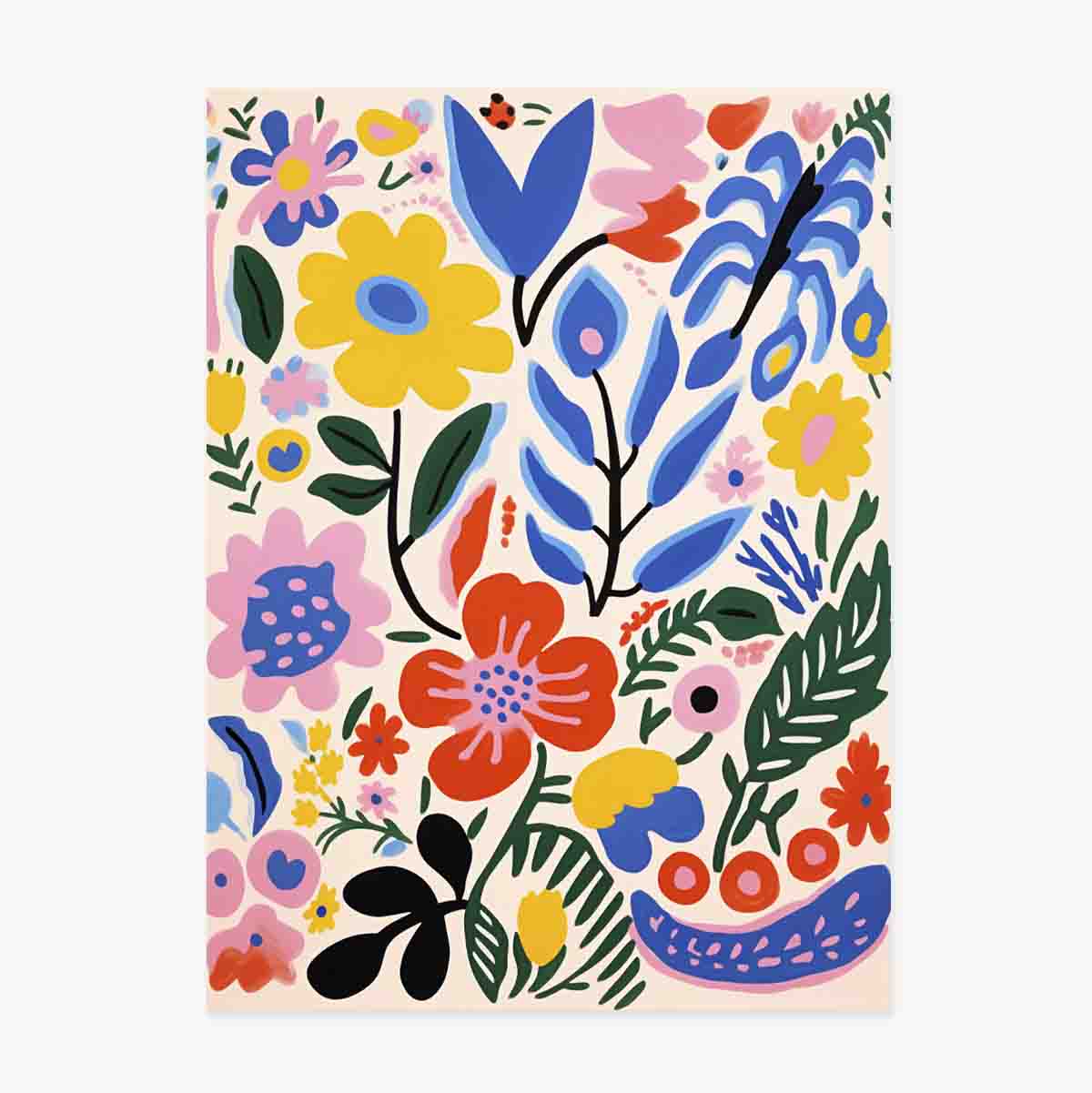 Affiche : illustration de fleurs colorées, dessinées 3