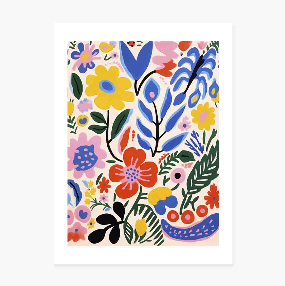 Affiche : illustration de fleurs colorées, dessinées 3