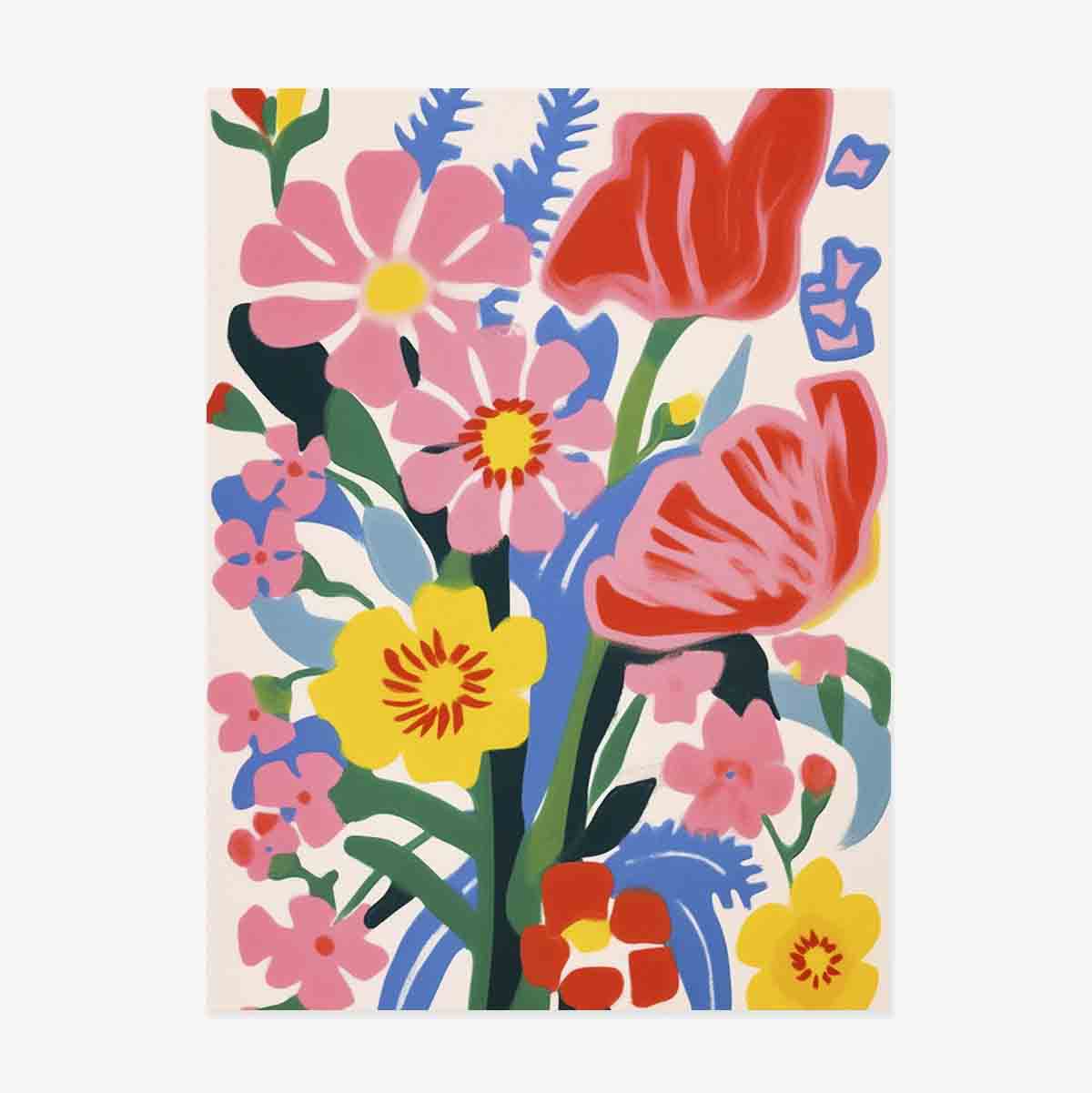 Affiche : illustration de fleurs colorées, dessinées 1