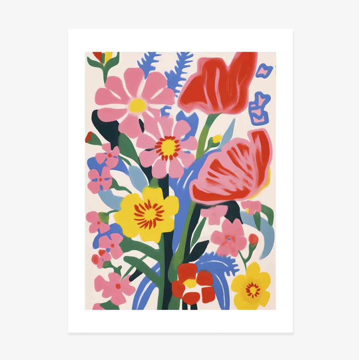 Affiche : illustration de fleurs colorées, dessinées 1