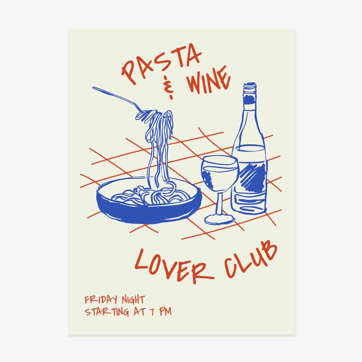 Affiche « Pasta & Wine »