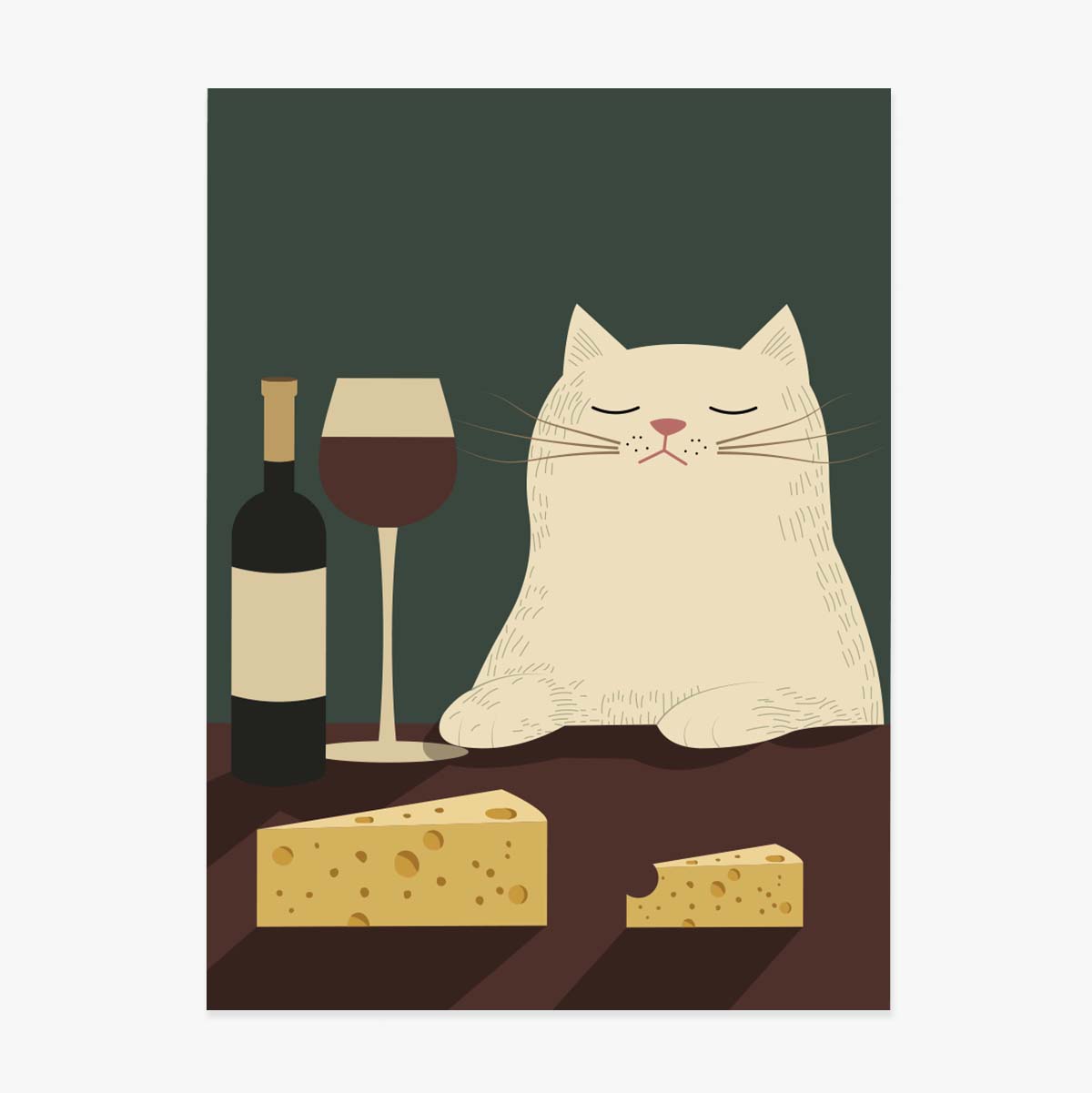 Affiche « Le chat, le vin et le fromage »