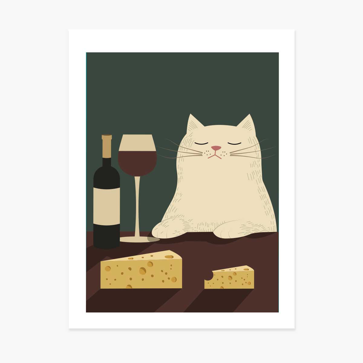 Affiche « Le chat, le vin et le fromage »