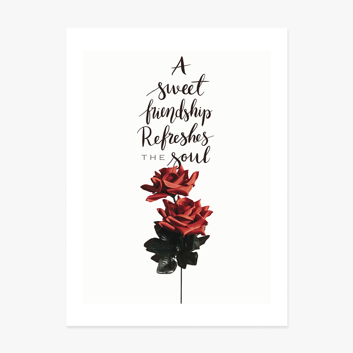 Affiche « Amitié » avec des roses